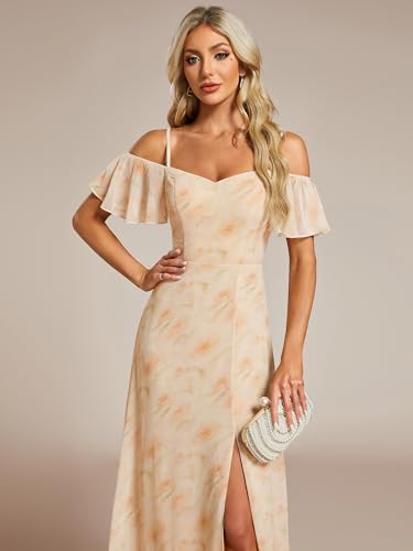 Image of Ever-Pretty Women's Formal Dresses Off Shoulder Short Sleeve Split A-Line Floor Length Bridesmaid Dresses 0237