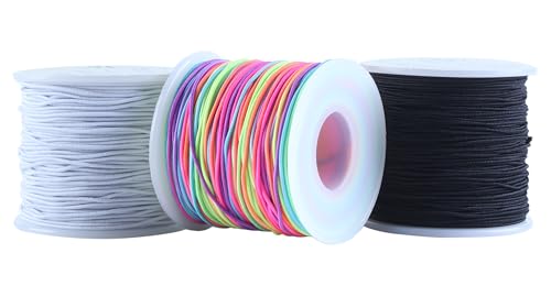 KONMAY 1.0mm Stretchy Bracelet String, 150 Yards Durable Mixed Elastic Cord for Jewelry Making, Beading, Necklaces, DIY Crafts, and Sewing Projects