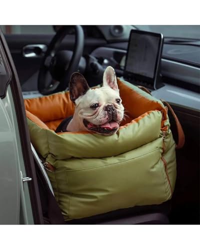 SSUYGF Cama Perro Coche Refuerzo Viaje Vintage Denim Patchwork Perro Mascota Coche Asiento Cama con Hebilla Cordón Ajustable Inferior Antideslizante Asiento Perro Coche(Abyss Blue)