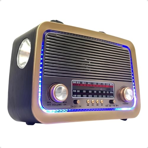 Rádio AM FM Retrô Vintage Portátil Bluetooth Bateria Recarregável Bivolt 110v 220v AD-3199 Antigo a