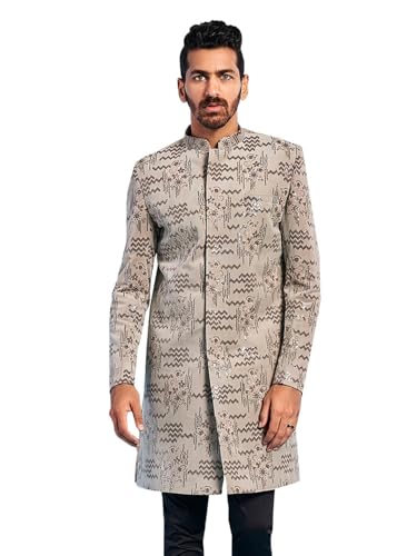 Sherwani T-shirt en velours pour homme VASTRAMAY avec broderie Indo Western