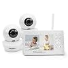 Babysense Baby Monitor, 4.3″ Split Screen, Video Baby Monitor with Two Cameras and Audio, Remote PTZ, 960ft Range (Open Space), Adjustable Night Light, Two-Way Audio, Zoom, Night Vision, Lullabies