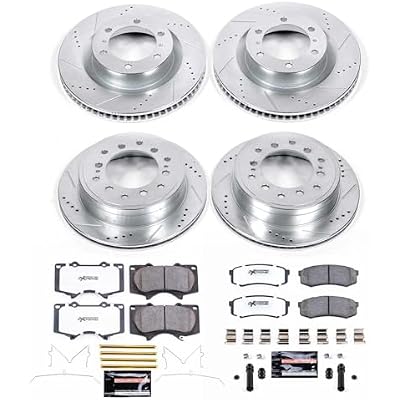 PowerStop Front & Rear Brake Kit For Lexus GX460 2010-23 | Toyota 4Runner 2010-24 - Truck & Tow Carbon Fiber Ceramic Brake Pads + Drilled & Slotted Rotors Upgrade, K5874-36