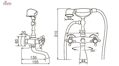 Hienduretm Wall-Mount Two Handles Bathtub Faucet With Hand Shower Black Oil Rubbed Bronze Finish #TOP6