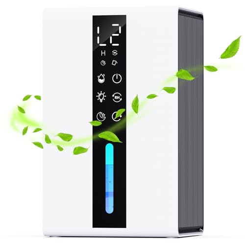 KIMBONNI Deshumidificador 1,8L, Deshumidificador Eléctrico, con Apagado Automático y Descongelación, Temporizador 48H, Ultra Silencioso, Luz Nocturna de Colores, para Baño de Apartamento, Sótano