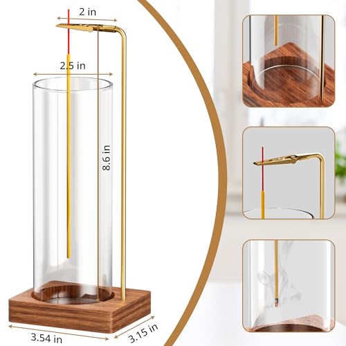 HzTinT Incense Holder for Sticks, Insence-Stick Holder, Anti-Ash Flying No Mess Incense Burner, Incense Stick Holder with Glass Ash Catcher, for Yoga Spa Meditation Home Decor(2 Pack)