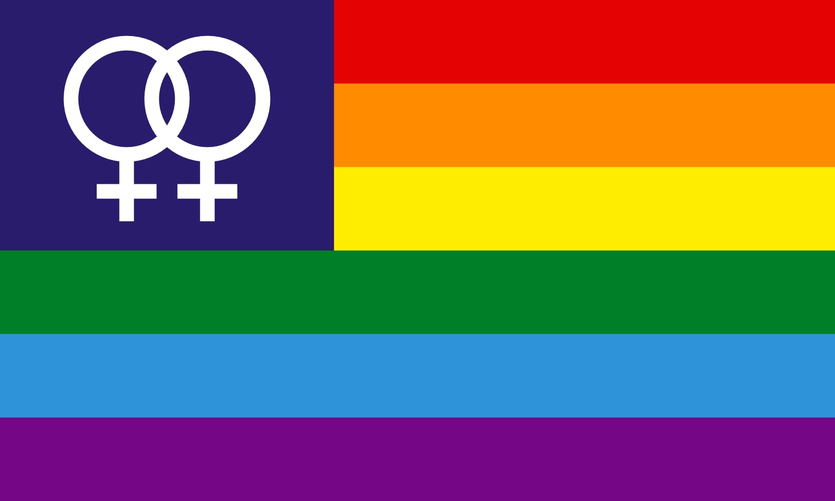 Drapeau large lesbian pride arc-en-ciel LGBT double Venus grand format