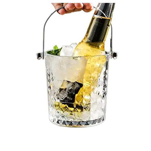 BLHKBAIKBN Cubo de Hielo Cubo de Hielo de Vidrio de Calidad 900ML Cubo de champán Transparente para Fiesta en casa con Asas Cubos de Hielo para el Bar