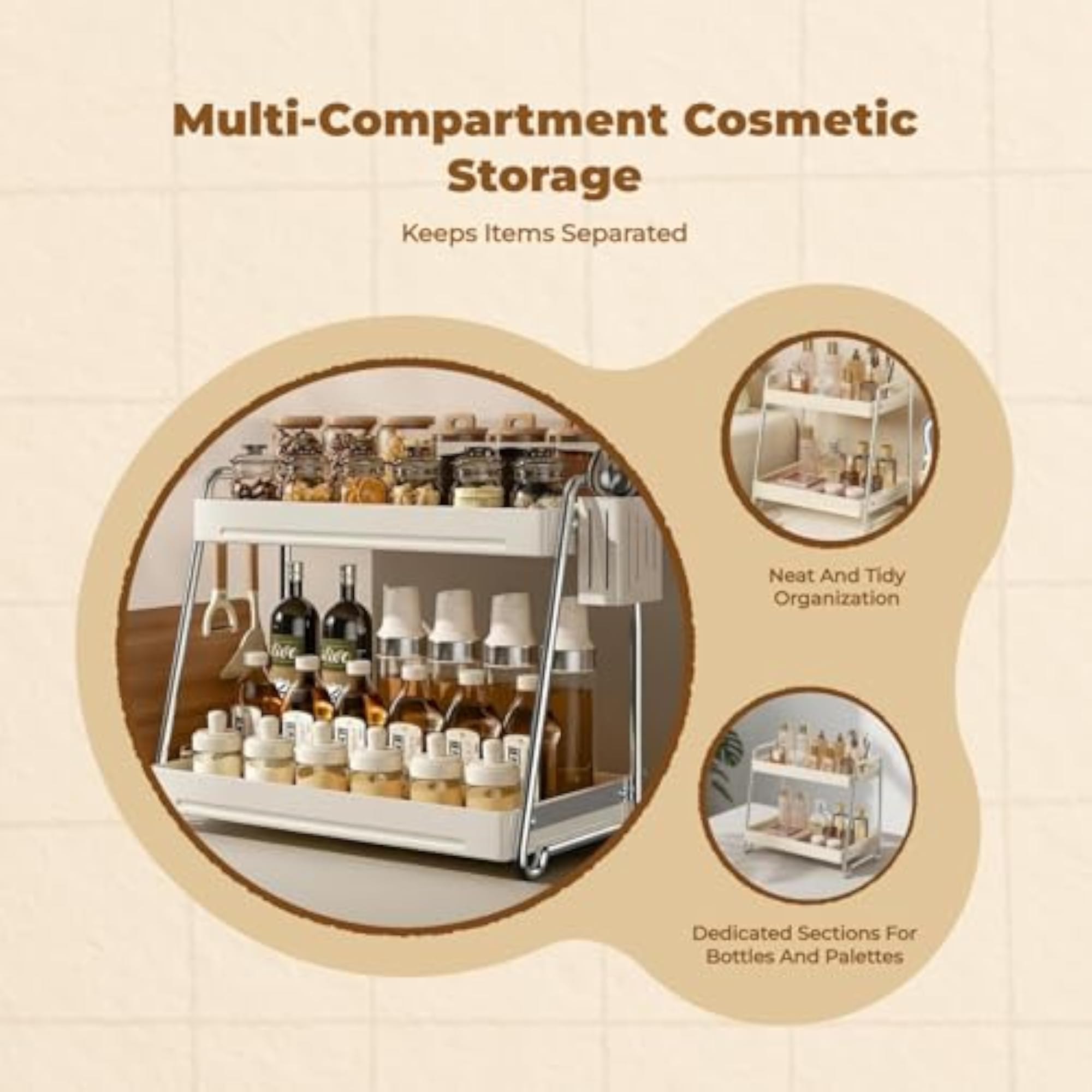 Bathroom Countertop Storage Box, Vanity Skincare Organizer