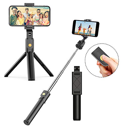 FAPPEN Selfie Stick, trípode Bluetooth Extensible Selfie Stick con Control Remoto inalámbrico para iPhone X / 8 / 8P / 7 / 7P / 6s / 6, Sumsung Galaxy S9 / S8 / S7 / Note 9/8, Huawei (Black)