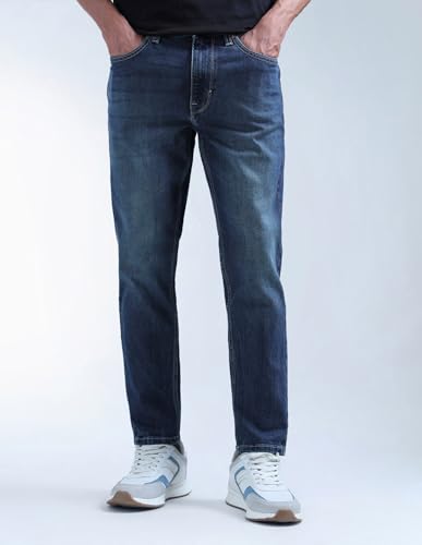 Image of Flying Machine Men's Relaxed Tapered Fit Jeans| Solid | Mid Rise | Stretchable | Jeans for Man