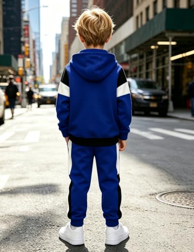 Image of Boys Clothes Long Sleeve Color-blocked Hoodie Top and Pants 2PCS Winter Sweatsuits Fall Boys Outfits 2-8 Years