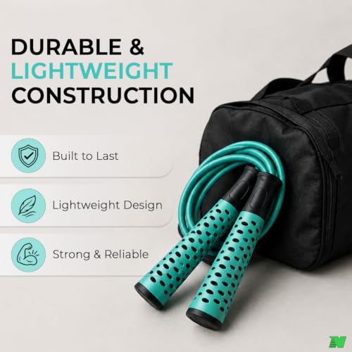 Image of Skipping Rope with Ball Bearing for Men, Women & Kids | 300 cm Jump Rope with Smooth Rotation & Comfortable Grip | 270 cm Effective Rope Length | Fitness, Cardio, Exercise & Workout Rope- Blue