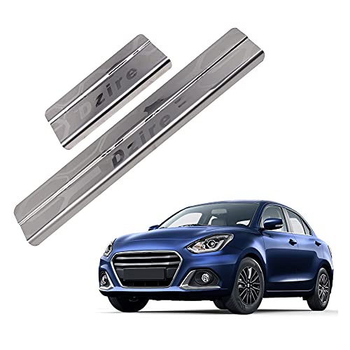 Image of GFX Car Door Sill Guard - Stainless Steel, Protects Painted Edges from Scuffs or Scratches Compatible with Dzire Set of 4Pcs (After-Market) Model - 2017 Onwards