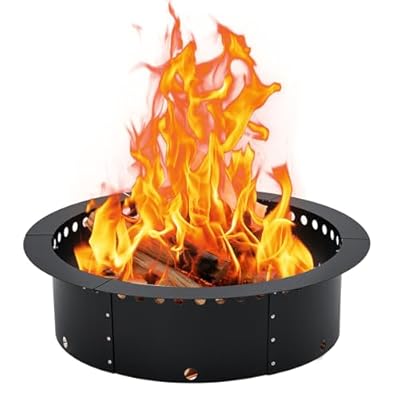 GoyRrbay Fire Pit Ring Liner 36-Inch Outer/30-Inch Inner Diameter, Round Heavy Duty Solid Metal Steel Fire Rings for Outside Wood Burning, Smokeless Firepits for Garden Bonfire Patio Camping