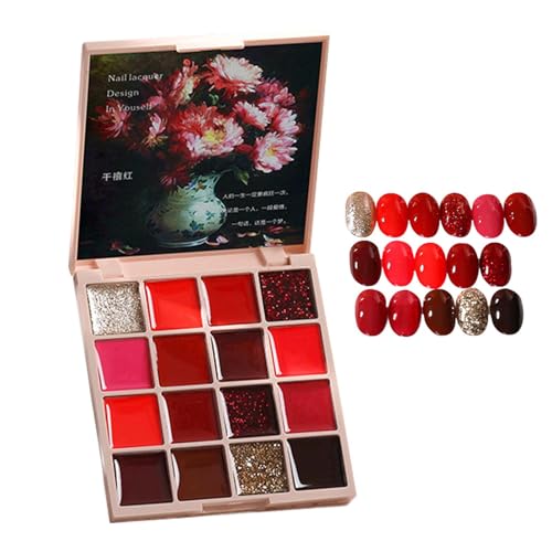 Paleta de esmaltes de uñas de gel, paleta de 16 colores, paleta de uñas de gel de manicura y crema – Paleta de manicura de gel para mujeres