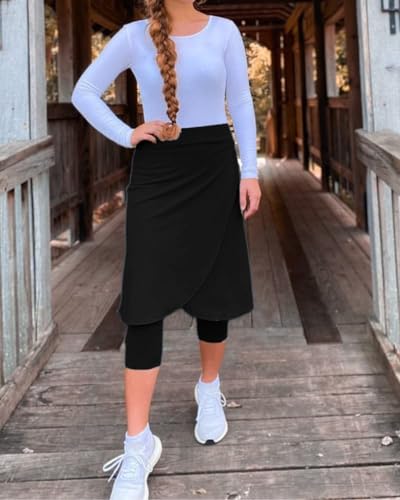 Aurgelmir Knee Length Womens Golf Tennis Skirts with Capri Legging Athletic Running Outdoor Workout Skorts with Pocket4