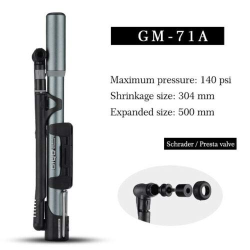 Bike Titanium Cyan Bicycle Mini Air Dual Floor Pump 140 Psi With Gauge #TOP1