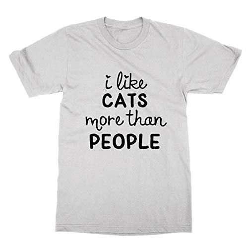T-shirt I Like Cats More Than People vêtement chat humoristique en coton imprimé