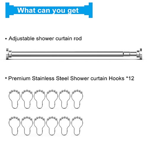 image for CovertSafe Shower Curtain Rod, 47-89 Inch Adjustable Tension Spring, S