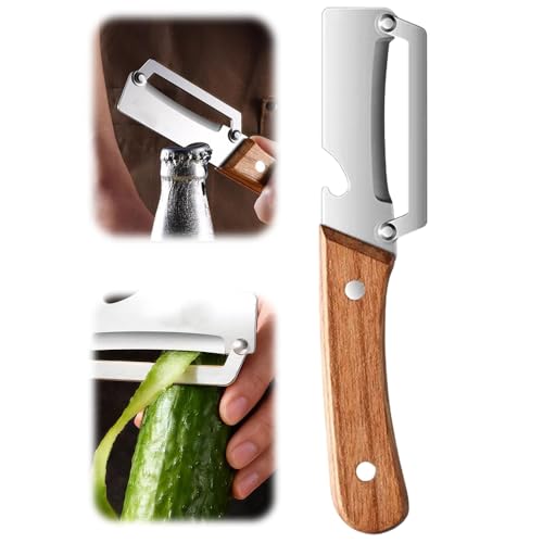 2-in-1 Stainless Steel Vegetable Peeler with Wooden Handle