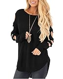 Ferbia Ladder Cut out Long Sleeve Knit Sweater Solid Jumper for Women