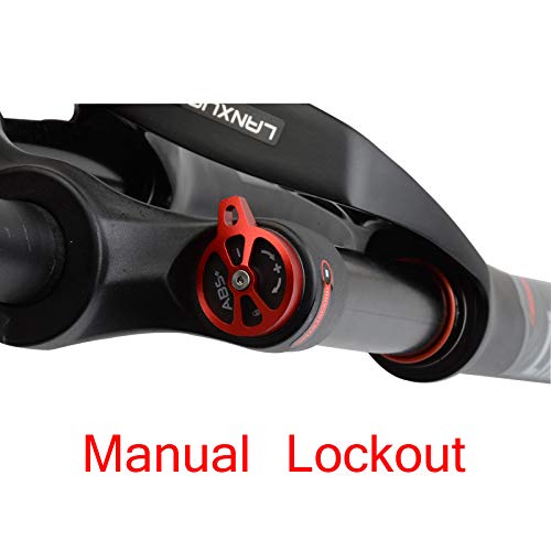 Lanxuanr 26/27.5/29 Inch Magnesium Alloy Mountain Bike Fork Rebound Adjustment,Air Supension Front Fork 100Mm Travel,9Mm Axle,Disc Brake,Matte Black (Straight Steerer - Manual Lockout, 29) #TOP5