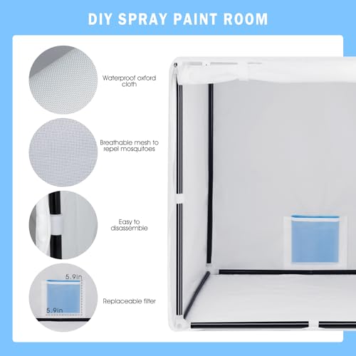 Siebwin Cabine de pulverizador de tinta para aerógrafo, 76 x 76 x 76 cm, ferramenta de cabine de tin