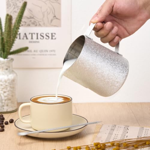 Image of Amrules Milk Frothing Pitcher 20oz Frother Cup Barista Tools, Crackle