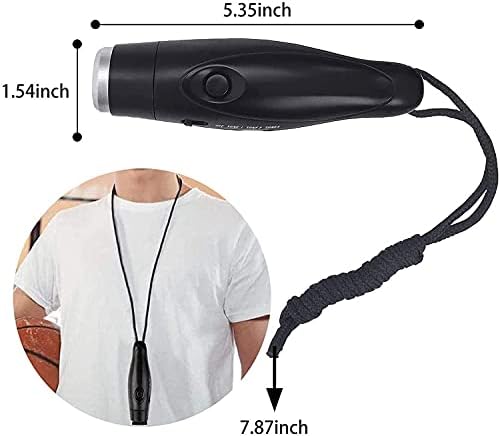 XREXS Electronic Whistle Handheld Emergency Survival 3-Tone Sport Whistle with Lanyard for Referee Coaches P.E. Teacher Training Outdoor Camping Personal Professional Dog Whistle (Black)