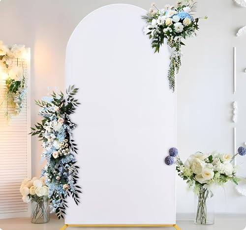 Kleagary Housse D’Arche De Mariage 2,2 M Blanc Crème – Couverture Ronde En Polyester Élastique, Décoration Élégante Pour Mariage, Anniversaire, Photobooth Ou Fête