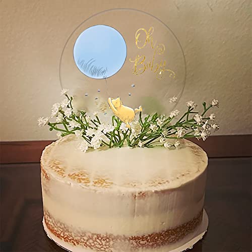 Winnie Cake Topper Acrylic Oh Boy Cake Toppers Classic The Pooh Baby Shower Decorations For Boys Birthday Party Cake Decor #TOP2