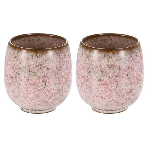 sourcing map Juego de 2 tazas de té de cerámica chinas de 5.6 onzas, tradicional Gong Fu, taza de té japonesa sin asa, taza de café pequeña para mate, té, café, bebidas de vino, rosa claro