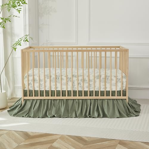 Brandream Baby Crib Sheets for Girls Boys, Fitted Crib Sheet for Standard Crib and Toddler Mattress, Super Soft 100% Cotton Baby Sheet French Country Toile Floral Print,Green - Thumbnail 7
