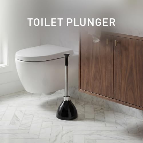 Image of simplehuman Toilet Plunger and Caddy Stainless Steel, Black