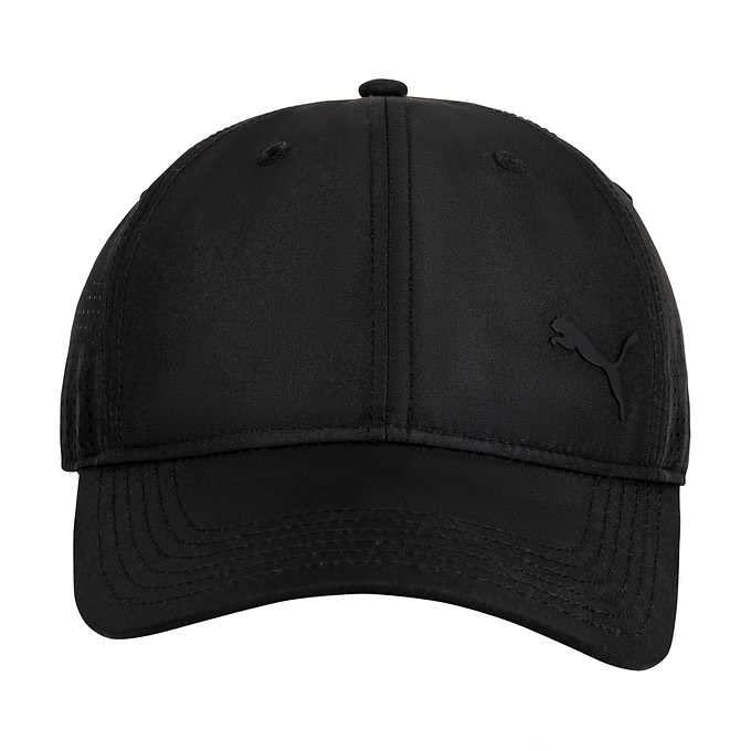 Casquette Puma unisexe en textile noir avec visière courbée contre le soleil