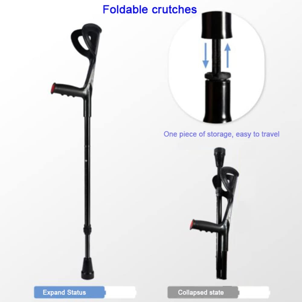 KADEUX Muletas para Hombr Y Mujer, Muletas De Antebrazo Antideslizante Muletas Ortopédicas Plegables Andador, Bastón Regulable Muletas Portátiles para Ancianos