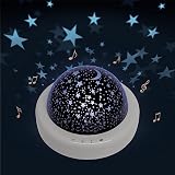 Zadro LED Star Night Light for Kids Room Starlight Projector with Multi Color Starry Nights Globe and Variety of Sounds (8" Dia. by 5.5" Tall, Gray)