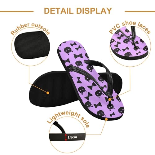 Burbuja Black Cat Heads Bows Flip Flops for Women Men, Soft Thong Sandals Rubber Slippers for Pool Beach Essentials3