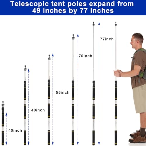 Frebuta Tarp Pole,Tent Pole for Trap 2Ft to 6Ft Canopy Poles Heavy Duty Telescoping Shade Sail Poles Stainless Steel Tubes Camping Awning Poles with Sponge Long Handle Sturdy Durable Shade Cloth Poles
