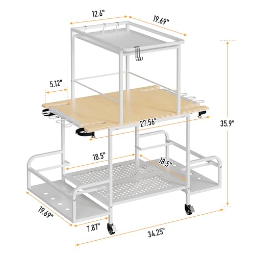 bimiti Freestanding Ski Rack for Garage, 2-Tier Ski Organizer with Storage for 4 Pairs of Skis, Boots, Poles, Goggles & Helmet, Space-Saving Ski Storage Rack for Home