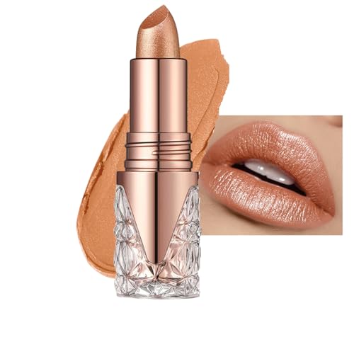 Barra de labios con brillo rosa para mujer Bálsamo labial con brillo y tinte hidratante,Brillo de labios perlado resistente al agua de larga duración Acabado brillante,fórmula cremosa, textura ligera