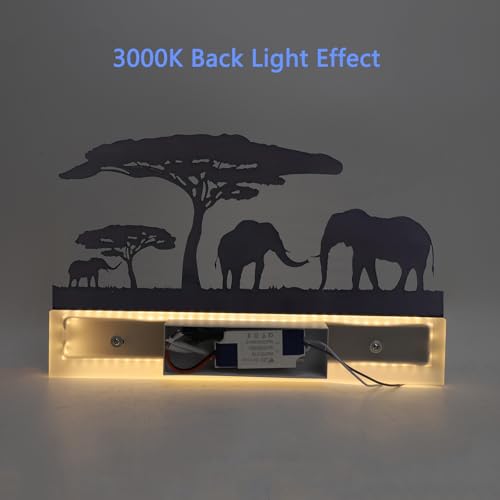 Image of Wall Sconce lamp, LED Wall Mounted Light Indoor Wall Light with Cartoon Animal Pattern Design, Metal Acrylic Wall Lighting for Living Room Bedroom Hallway 3000K Warm Light, 12W (Elephant)