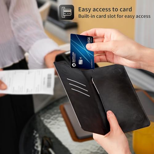 Slim PU Leather Women Wallet, Long Bifold Phone Wallet Case, RFID Womens Mens Credit Card Holder Wallet, Personalized Wallet Bag, With Magnetic for Cash, Coin, Receipt, ID Card, Blue Cow Prints2