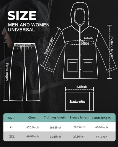 Image of ISABRELLA Raincoat for Men Waterproof, Heavy Duty Rain Suit with Reflective Strips, Breathable and Durable Rain Jacket and Pants Set for Motorcycle, Fishing, Hiking and Outdoor Work (XL)