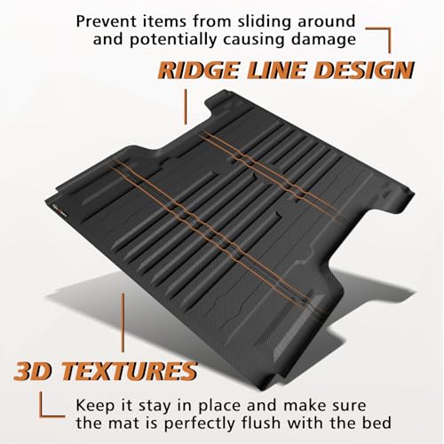 Image of TripleAliners Truck Mat Compatible with 2004-2025 2026 Nissan Titan 5.5FT Accessories, Truck Bed Mat Heavy Duty Custom Fit All Weather Protection TPE Pickup Liner, Won't Fit Equipped Truck Bed Storage