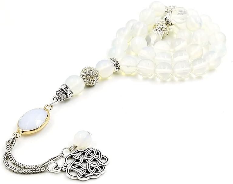 ALBASHAN ópalo piedra plata accesorios mujer Tasbih 33 66 99 100 cuentas musulmán Misbaha niña pulsera Islam Rosario