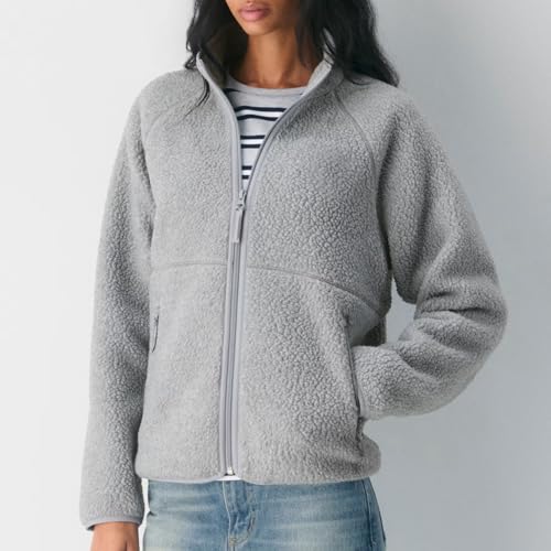 Hixiaohe Womens Fuzzy Fleece Jacket Fall Winter Warm Long Sleeve Sherpa Coats Casual Full Zip Up Outerwear with Pockets4