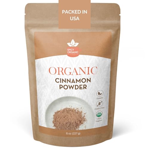 SPICY ORGANIC Ground Cinnamon Powder 8 oz. – Rich, Aromatic Spice for Baking, Coffee, Tea, Smoothies & Desserts – USDA Organic, Non-GMO – Perfect for Home Kitchens, Cafés, and Professional Chefs