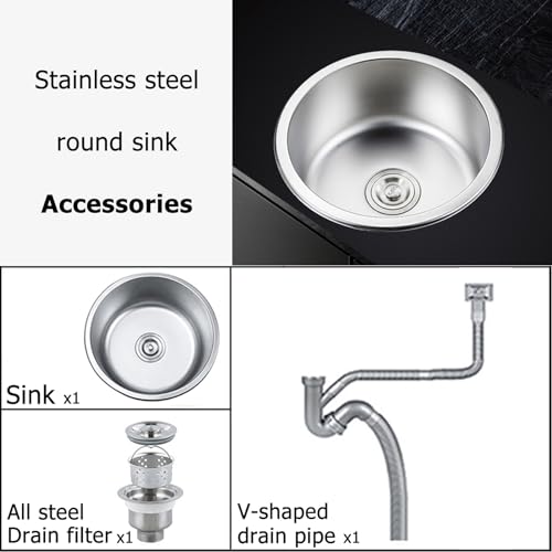 Évier de cuisine moderne inox rond 32 cm cuve intégrée